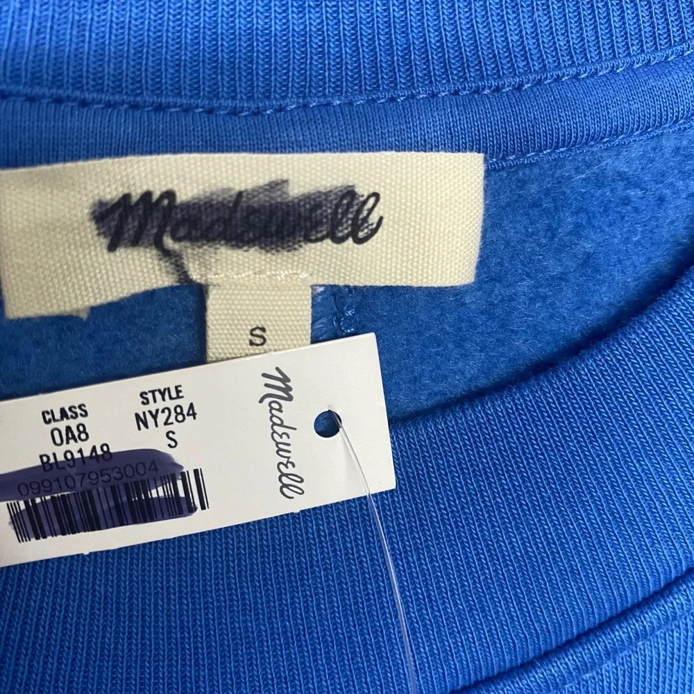 Madewell Sweatshirt Womens Small Crewneck Varsity Blue Striped NY284 - Picture 6 of 9